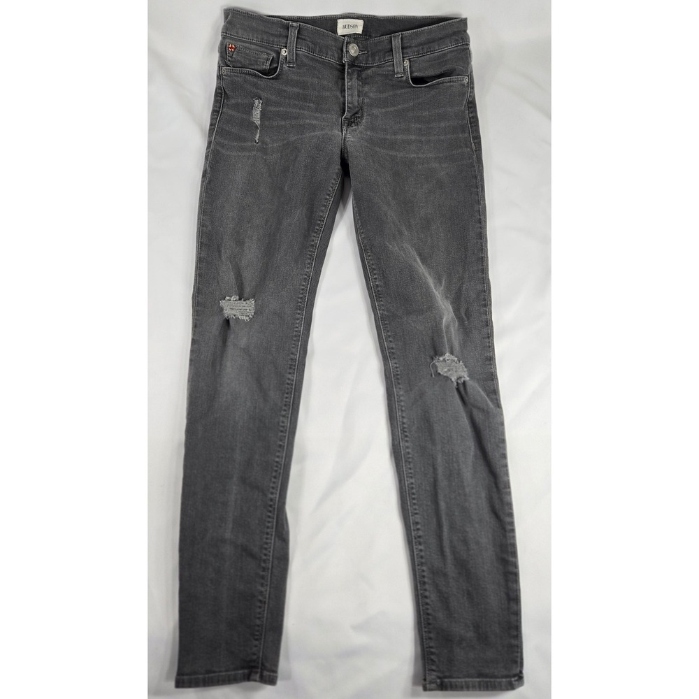 Hudson Krista Super Skinny Gray Wash Distressed Ripped Jeans Womens Size 28‎
